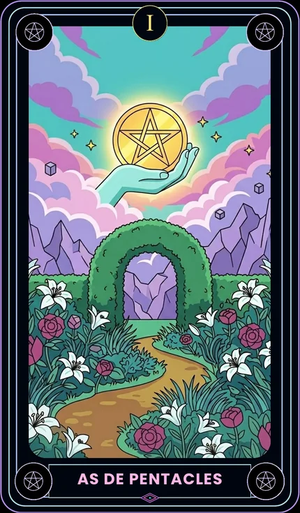 Carte L’As de Pentacles du tarot Geek & Witchy.